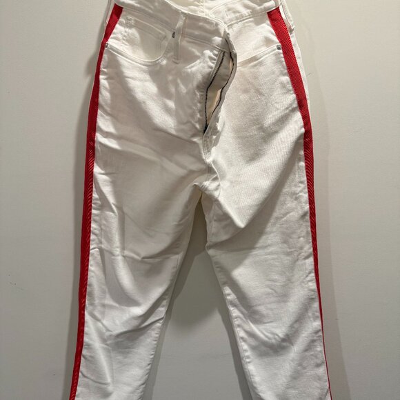 NWOT Madewell Stovepipe Jeans in Tile White: Tuxedo Stripe Edition size 33 - Picture 7 of 11